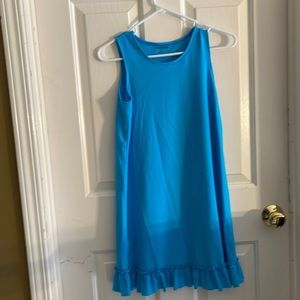 Girls L aqua tank swim cover-up with ruffle